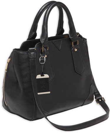 Bulldog BDP020 Satchel Purse w/Holster Black Leather for Small Autos  &  Revolvers Ambidextrous Hand