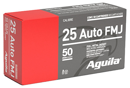 Aguila 1E252110   25ACP 50gr Full Metal Jacket 50 Per Box/20 Case