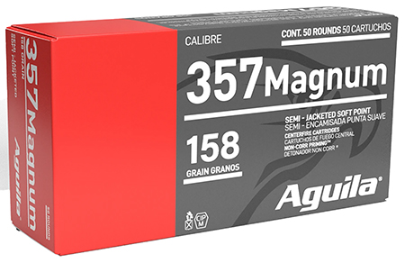 Aguila 1E572823   357Mag 158gr Semi Jacketed Soft Point 50 Per Box/20 Case