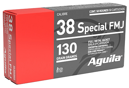 Aguila 1E382521   38Special 130gr Full Metal Jacket 50 Per Box/20 Case