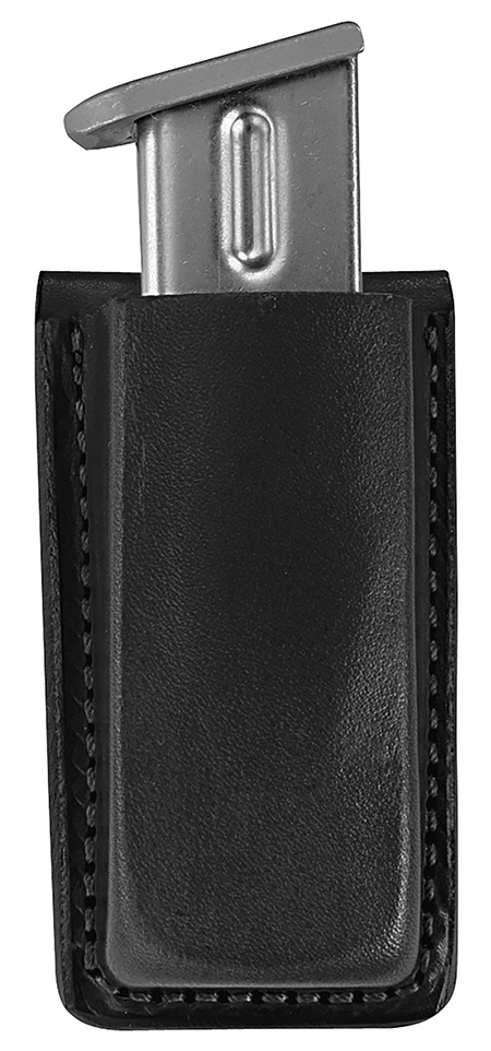 Bianchi 18056 Open Top Mag Pouch  Single Black Leather Belt Clip, Belts 1.75" Wide Compatible w/Glock 17/19/22/23/30/S&W 9/40F/M & P 9/40