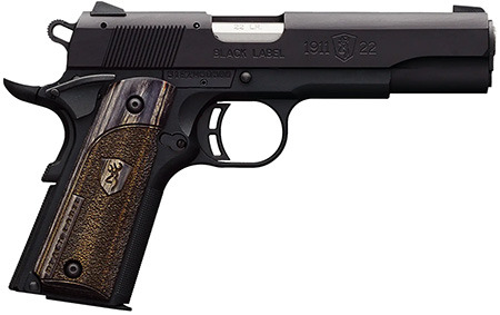 Browning 051814490 1911 Black Label Full Size Frame 22 LR 10+1, 4.25" Stainless Steel Barrel, Matte Black Serrated Slide  &  Polymer Frame w/Beavertail, Right Hand