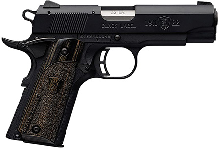 Browning 051815490 1911 Black Label Compact 22 LR 10+1 3.63" Stainless Steel Barrel, Matte Black Serrated Slide  &  Polymer Frame w/Beavertail, Black Laminate Stippled Grip