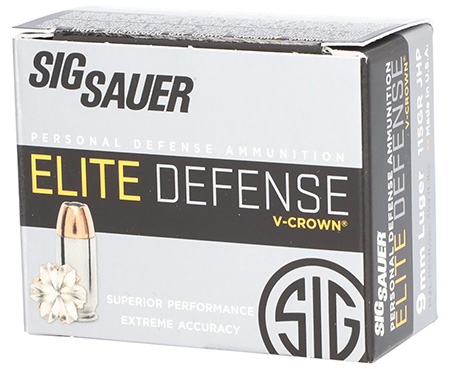 Sig Sauer E9MMA120 Elite Performance  9mmLuger 115gr V-Crown Jacketed Hollow Point 20 Per Box/10 Case
