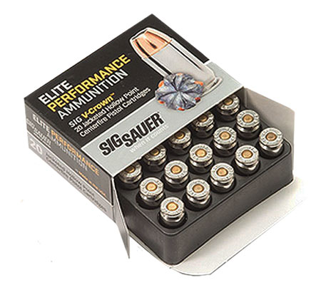Sig Sauer E9MMA320 Elite Performance  9mmLuger 147gr V-Crown Jacketed Hollow Point 20 Per Box/10 Case