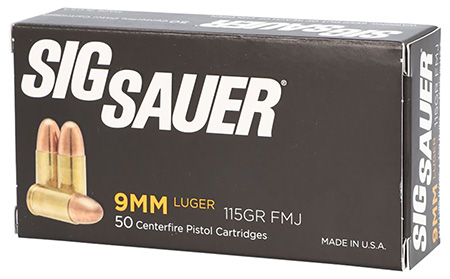Sig Sauer E9MMB150 Elite Ball  9mmLuger 115gr Full Metal Jacket 50 Per Box/20 Case