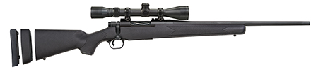 Mossberg 27853 Patriot Super Bantam 7mm-08 Rem Caliber with 5+1 Capacity, 20" Fluted Barrel, Matte Blued Metal Finish  &  Black Synthetic Stock Right Hand (Youth) Includes 3-9x40mm Scope