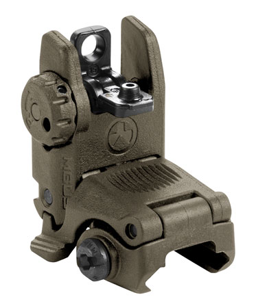 Magpul MAG248-ODG MBUS Sight Rear  Olive Drab Green Polymer, Spring-Loaded Flip Up for AR-15/ M16