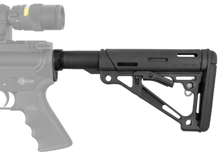 Hogue 15045 OverMolded Collapsible Buttstock Black OverMolded Rubber Black  &  Mil-Spec Tube for AR15, M16, M4