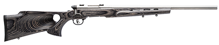 Savage Arms 96972 B.MAG Target Full Size 17 WSM 8+1 22" Matte Stainless Heavy Barrel, Matte Drilled  &  Tapped Stainless Steel Receiver, Matte Gray Thumbhole Laminate Stock, Right Hand