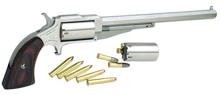 North American Arms 18606C Earl Hogleg *CA Compliant 22 LR/22 Mag 5 Shot 6" Satin Steel Barrel  &  Frame/Stainless Cylinder/Rosewood Boot Grips