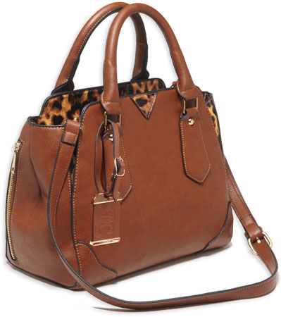 Bulldog BDP024 Satchel Purse w/Holster Chestnut Leather for Small Autos  &  Revolvers Ambidextrous Hand