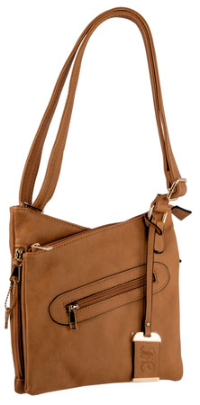 Bulldog BDP032 Cross Body Purse w/Holster Tan Leather for Small Autos  &  Revolvers Ambidextrous Hand