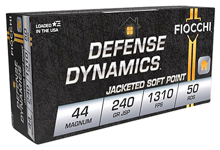 Fiocchi 44A500 Defense Dynamics  44RemMag 240gr Jacketed Soft Point 50 Per Box/10 Case