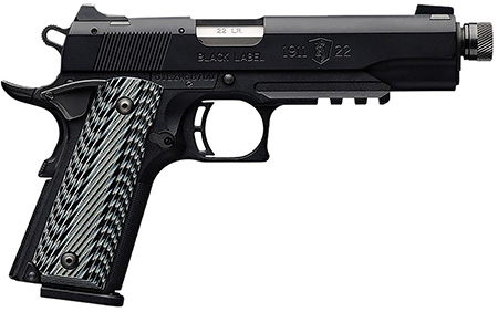 Browning 051820490 1911-22 Black Label SR Full Size 22 LR 10+1, 4.88" Stainless Steel Threaded Barrel, Matte Black Serrated Slide  &  Polymer Frame w/Beavertail  &  Picatinny Rail