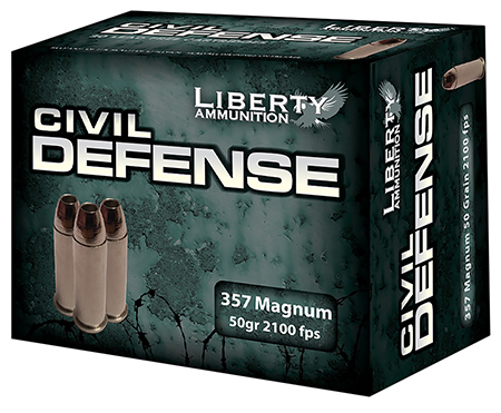 Liberty Ammunition LACD357030 Civil Defense  357Mag 50gr Lead Free Fragmenting Hollow Point 20 Per Box/50 Case