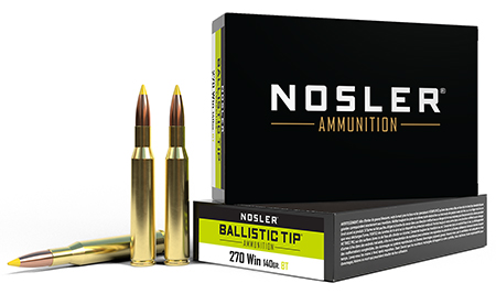 Nosler 40055 Ballistic Tip  270Win 140gr Spitzer Ballistic Tip 20 Per Box/10 Case
