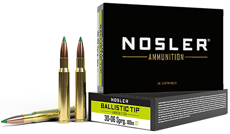 Nosler 40072 Ballistic Tip  30-06Springfield 180gr Spitzer Ballistic Tip 20 Per Box/10 Case