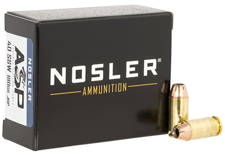 Nosler 51279 Assured Stopping Power Handgun 40S&W 180gr Jacketed Hollow Point 20 Per Box/20 Case