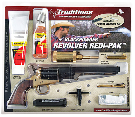 Traditions FRS18511 1851 Navy Break Open 44 Cal #11 Percussion 7.50" 6 Shot Brass Frame Blued Barrel  &  Cylinder Walnut Grip (Redi-Pak)