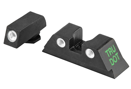 Meprolight USA 102243201 Tru-Dot Sight Set Green Tritium Front/Yellow Tritium White Rear Sight Compatible w/Glock 17/17L/19/22/23
