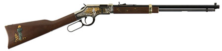 Henry H004GBA Golden Boy God Bless America Edition 22 Short Caliber with 16 LR/21 Short Capacity, 20" Octagon Barrel, Nickel-Plated Metal Finish  &  American Walnut Stock Right Hand