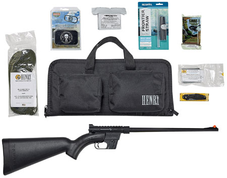 Henry H002BSGB U.S. Survival Pack AR-7 22 LR Caliber with 8+1 Capacity, 16.13" Barrel, Black Metal Finish  &  Black Synthetic Stock Right Hand (Full Size) Includes Gear
