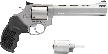 Taurus 2-692069 692  Medium 38 Special +P/357 Mag/ 9mm Luger 7 Shot 6.50" Matte Stainless Vent Rib Barrel, Cylinder  &  Frame, Black Ribber Grip, Transfer Bar Safety, Exposed Hammer, 2 Cylinders
