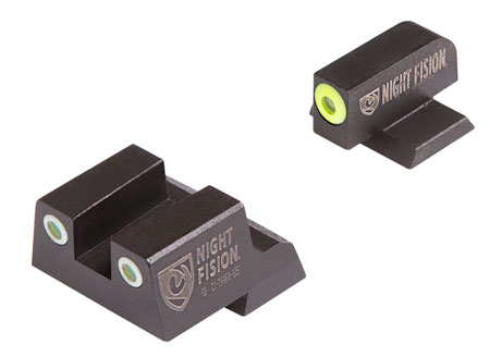 Night Fision CNK026003YGW Tritium Night Sights for Canik  Green Tritium Yellow Outline Front Sight-Green Tritium White Ring Rear Sight TP9SFx/TP9SFL