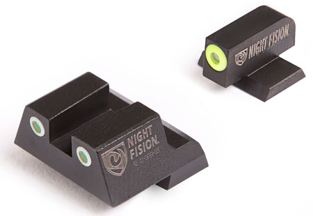 Night Fision CNK027003YGW Tritium Night Sights for Canik  Green Tritium Yellow Outline Front Sight-Green Tritium White Ring Rear Sight TP9SF/TP9SF Elite
