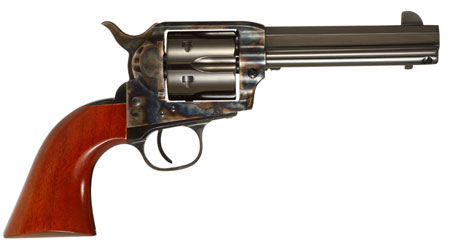 Taylors  &  Company 556101 1873 Cattleman Drifter 45 Colt (LC) Caliber with 4.75" Blued Finish Barrel, 6rd Capacity Blued Finish Cylinder, Color Case Hardened Finish Steel Frame  &  Walnut Grip