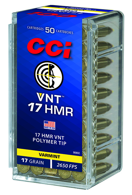 CCI 959CC VNT Rimfire 17HMR 17gr Varmint Tipped 50 Per Box/40 Case