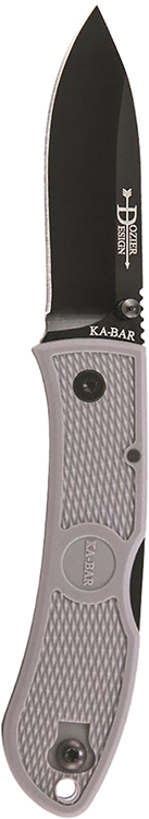 Ka-Bar 4062GY Dozier Hunter 3" Folding Drop Point Plain Black AUS-8A SS Blade, Gray Zytel Handle, Includes Pocket Clip