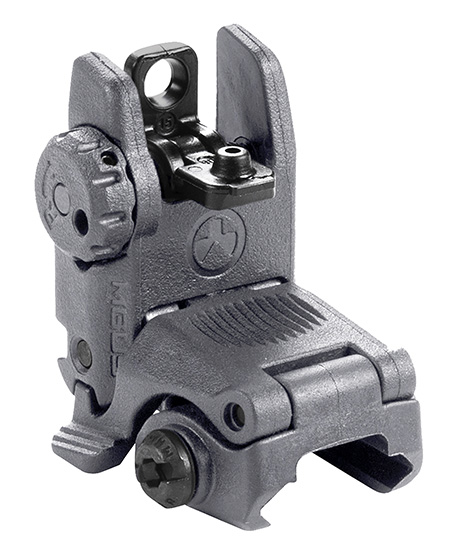 Magpul MAG248-GRY MBUS Sight Rear  Stealth Gray Polymer, Spring-Loaded Flip Up for AR-15/ M16