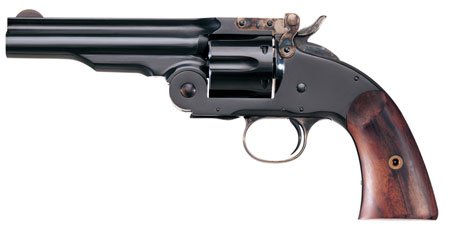 Taylors  &  Company 550664 Second Model Schofield 45 Colt (LC) Caliber with 5" Barrel, 6rd Capacity Cylinder, Overall Blued Finish Steel  &  Walnut Grip