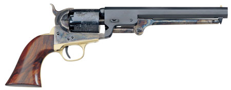 Taylors  &  Company 550779 1851 Navy Uberti 36 Cal 6 Shot Percussion 7.50" Blued Octagon Barrel, Blued Engraved Cylinder, Blued Steel Frame, Walnut Navy Style Grip