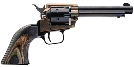 Heritage Mfg RR22CH4 Rough Rider  22 LR 6 Shot, 4.75" Black Oxide Steel Barrel, Simulated Case Hardened Zinc Alloy Frame, Black Oxide Cylinder, Camo Laminate Grip, Manual Safety, Exposed Hammer