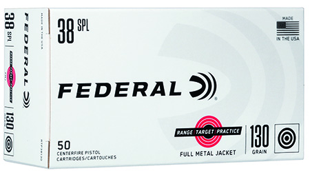 Federal RTP38130 Range  &  Target  38Special 130gr Full Metal Jacket 50 Per Box/20 Case