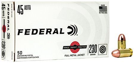 Federal RTP45230 Range  &  Target  45ACP 230gr Full Metal Jacket 50 Per Box/20 Case