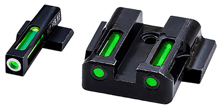 HiViz MPN321 LiteWave H3 Sight Set for S&W M & P Green Tritium White Outline Front Sight-Green Fiber Optic Rear Sight