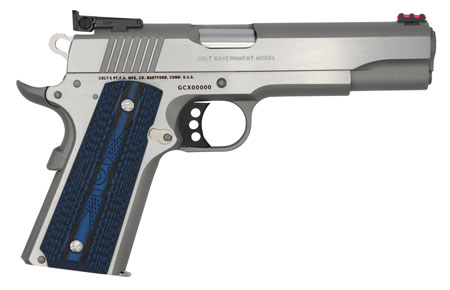Colt Mfg O5072GCL Gold Cup Lite  9mm Luger 8+1 5" Stainless National Match Barrel, Stainless Steel Serrated Slide, Stainless Steel Frame w/Beavertail, Blue Scalloped G10 Grip, Ambidextrous