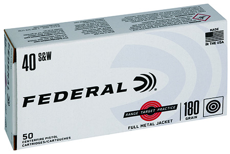 Federal RTP40180 Range  &  Target  40S&W 180gr Full Metal Jacket 50 Per Box/20 Case
