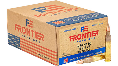 Frontier Cartridge FR2015 Military Grade Centerfire Rifle 5.56x45mmNATO 55gr Full Metal Jacket 150 Per Box/8 Case