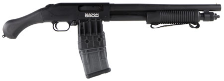 Mossberg 50208 590M Shockwave 12 Gauge Pump 2.75" 10+1 15" Matte Blued Heavy-Walled Barrel, Blued Stainless Steel Drilled  &  Tapped Receiver, Black Raptor Birdshead Grip