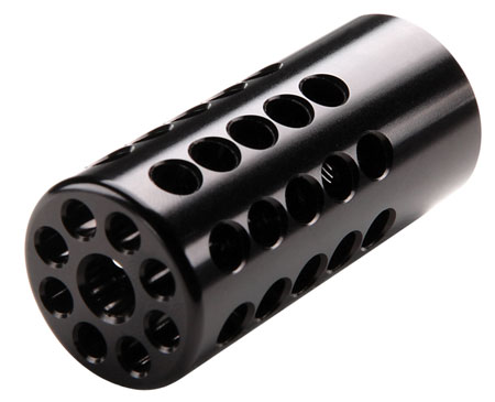 Tactical Solutions 1022CMPBLK X-Ring Compensator Black Gloss Aluminum with 1/2"-28 tpi Threads, .920" Diameter  &  360 Degree Ports for 22 LR Ruger 10/22