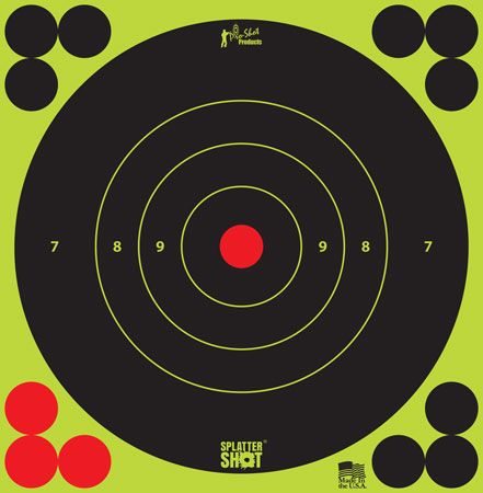 Pro-Shot 6BGREEN12PK SplatterShot  Self-Adhesive Paper Black/Green 6" Bullseye 12 Pack