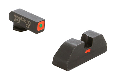 AmeriGlo GL616 CAP Sight Set for Glock  Green Tritium Orange Outline Front Sight Orange-Bar Rear Sight