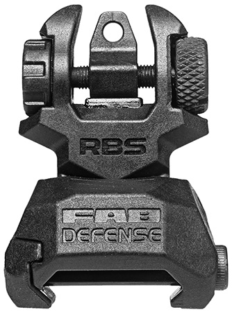 FAB Defense FXRBS Rear Back-Up Sight  for AR-15/ M16/ M4 Dual Aperture Low Folded Profile Spring-Locked Deployment Black Polymer  &  Metal