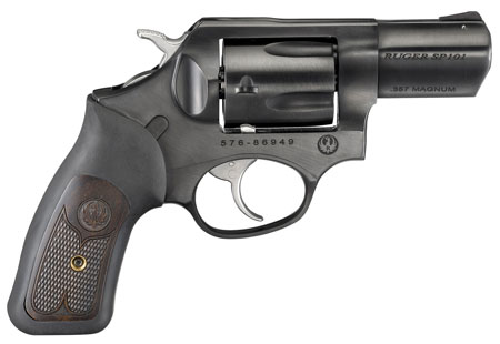 Ruger 15702 SP101  357 Mag 5rd 2.25" Blued Steel Barrel, Cylinder  &  Frame, Black Rubber w/Wood Insert Grip, Transfer Bar Safety, Exposed Hammer