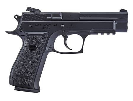 SAR USA K245BL K2  45 ACP 14+1, 4.70" Black Crowned Steel Barrel, Black Serrated Steel Slide, Black Steel Frame w/Beavertail  &  Picatinny Rail, Black Polymer Grip, Manual Thumb Safety, Right Hand